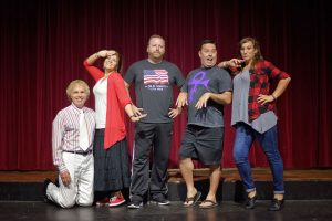 Pictured from left: Mike Web of Upper Sandusky as Lord Farquaad, Ashley Carey of Findlay, as Princess Fiona, Seth Carey of Findlay, as Shrek, Wayne Rowe of Upper Sandusky, as Donkey, and Angela Massara of Forest, as Dragon.