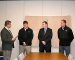 (Pictured left to right) Marion Mayor Scott Schertzer swears in new officers Bret Thomas, Michael Kindell, and Greg Sens.