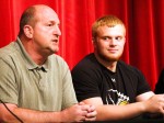 Marion Harding High School head football coach John Brady speaks as Harding senior Casey Nelson signs on May 13 to play college football at Wittenberg University.