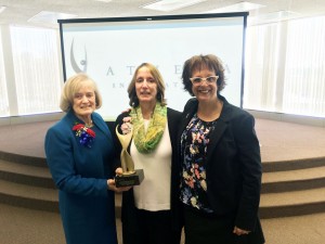 Jody Demo-Hodgins, center, is the 2015 ATHENA recipient.