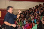 Wayne Campbell, founder of Tyler’s Light drug education and prevention program, talks to Grant Middle School students on Monday, Feb. 1, 2016.