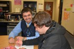 Marion Harding High School Assistant Principal Ryan Rismiller talks to student Ryan Sayre at Harding. The Ohio Association of Secondary School Administrators has named Rismiller as its 2017 Assistant Principal of the Year.