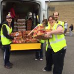 Loading up for the mobile food pantry, a partnerships between Marion Public Health, Marion County Board of Developmental Disabilities, Marion City Schools, Ohio State University at Marion, OhioHealth Marion General Hospital, and the Mid-Ohio Foodbank.