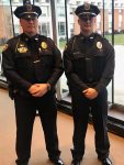 Lt. Jamie Ralston (left) represented the Marion Police Department at the graduation ceremony of Officer Dylan Kelley (right).