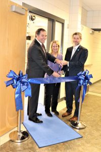 Dr. Curt Gingrich, OhioHealth COO at Marion General Hospital; Luann Wilkinson, Science Professor at MTC; and Dr. Ryan McCall, President of MTC.